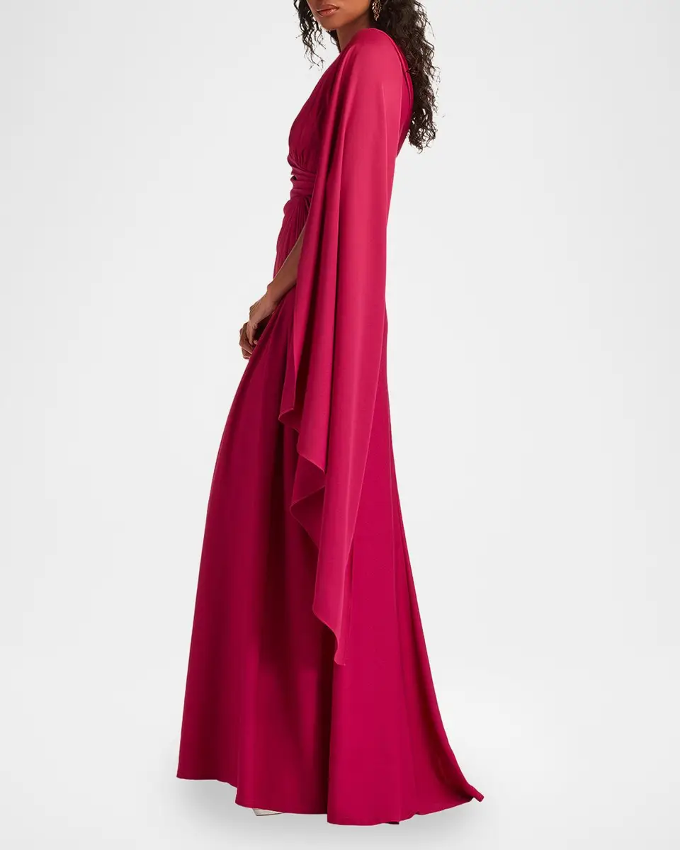 Tadashi Shoji Pleated One-Shoulder Cape Gown | Thumbnail 5 Tadashi Shoji Pleated One-Shoulder Cape Gown | Thumbnail 5