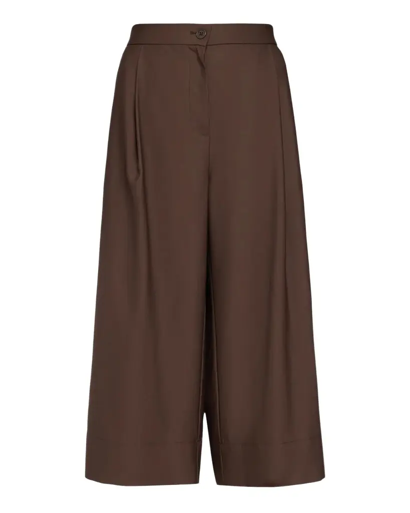 Pleated Wide-Leg Wool Culotte Pants Pleated Wide-Leg Wool Culotte Pants