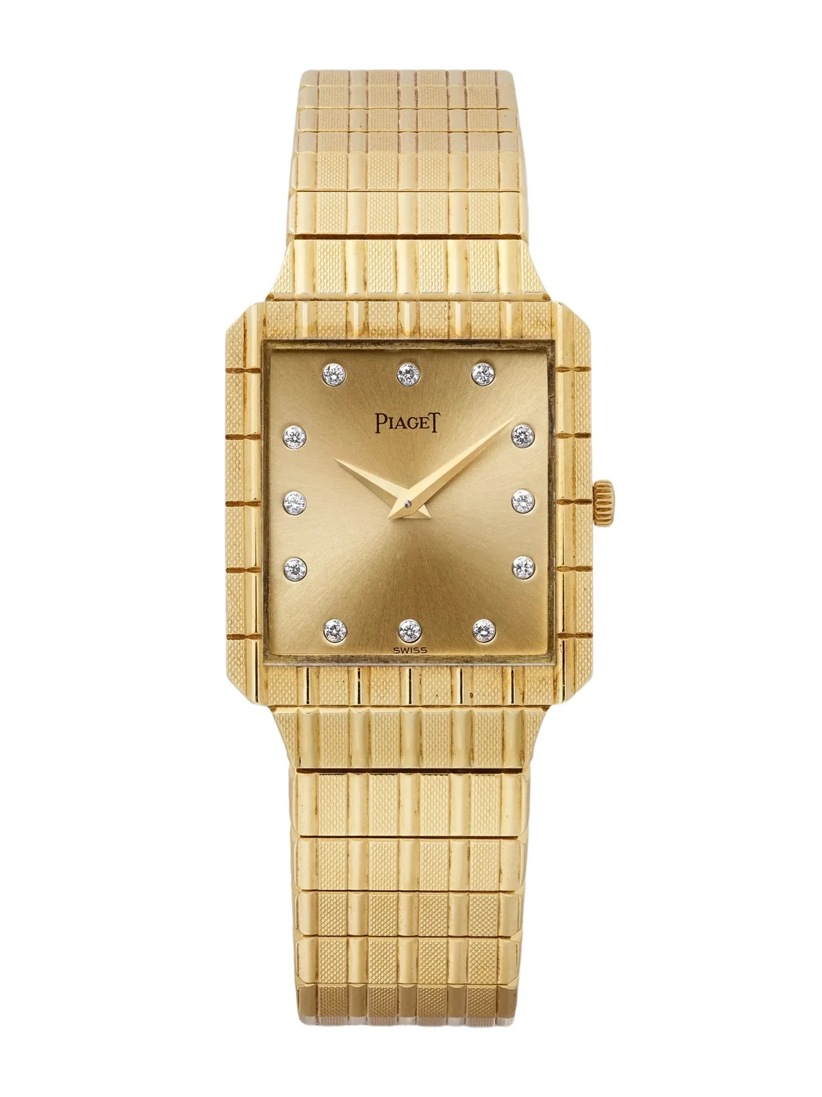 + Piaget Vintage 1980s Protocole Quartz-movement 18-karat Gold Diamond Watch, Ref. 81559c559 (6.25" Wrist)