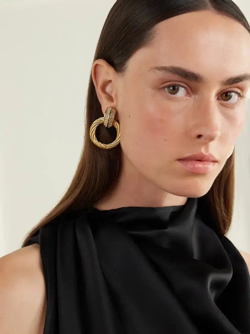 Susan Caplan Vintage + Dior Vintage 1980s Gold-plated Swarovski Crystal Clip Earrings | Thumbnail 2 Susan Caplan Vintage + Dior Vintage 1980s Gold-plated Swarovski Crystal Clip Earrings | Thumbnail 2
