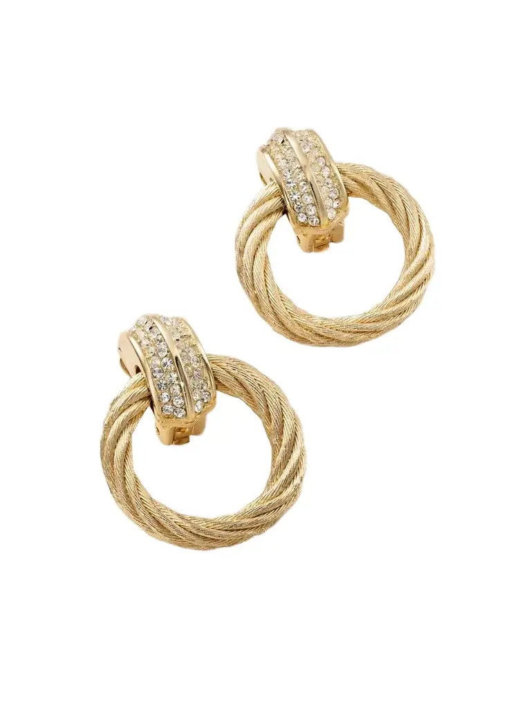 Susan Caplan Vintage + Dior Vintage 1980s Gold-plated Swarovski Crystal Clip Earrings