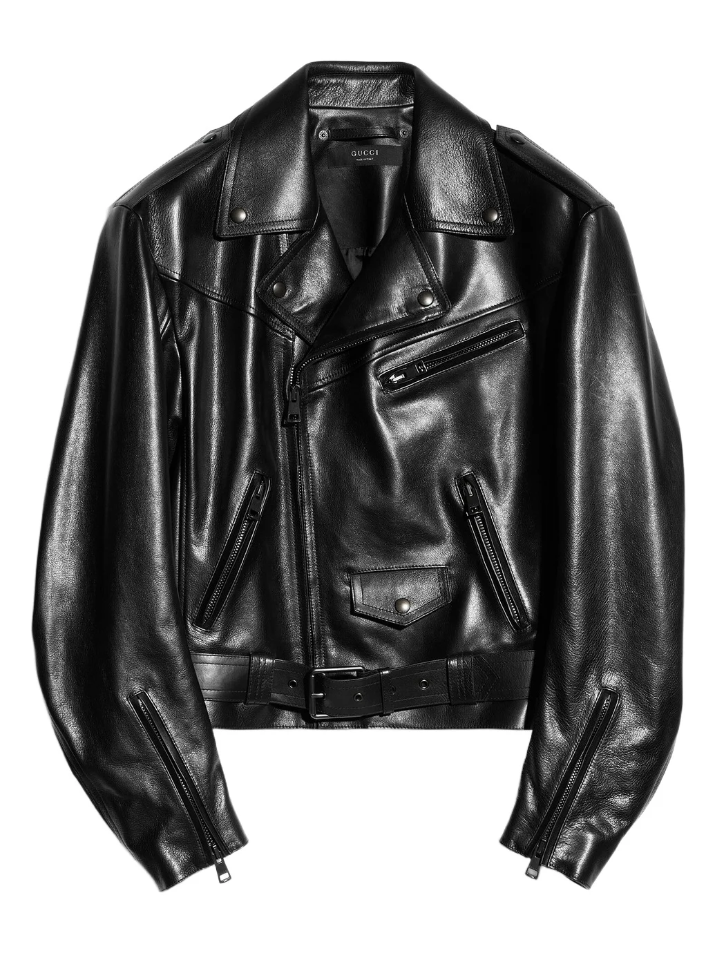 Shiny Calf Leather Biker Jacket