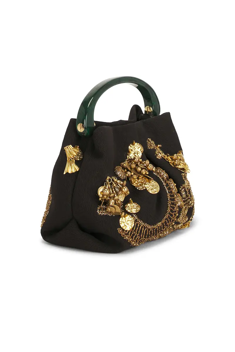Dries Van Noten Small Embroidered Resin Handle Fold Bag | Thumbnail 4