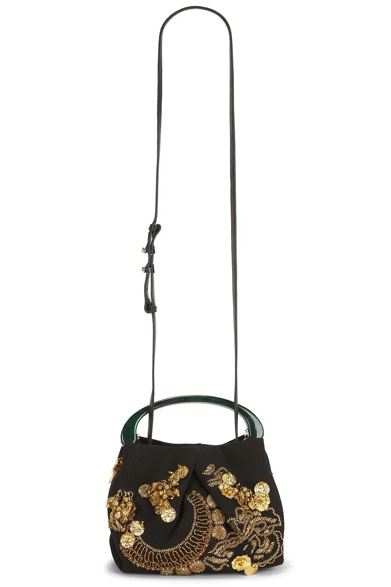 Dries Van Noten Small Embroidered Resin Handle Fold Bag | Thumbnail 6