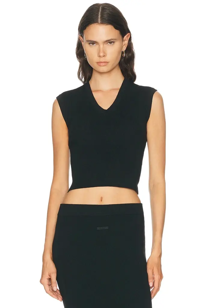 Fear of God Essentials Rib Knit V-Neck Cropped Vest