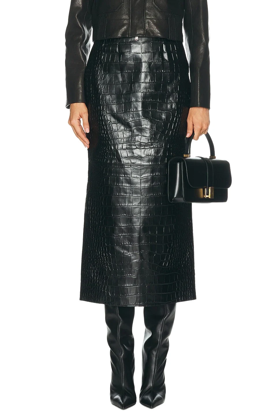 Khaite Loxley Embossed Alligator Skirt