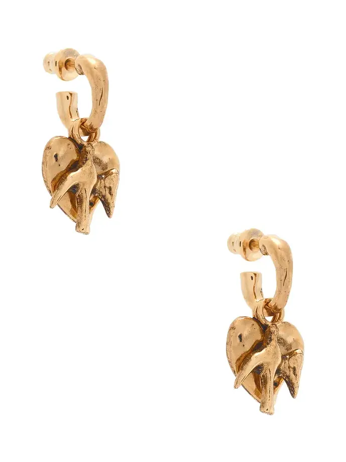 YSL Dove & Heart Charm Hoop Earrings YSL Dove & Heart Charm Hoop Earrings