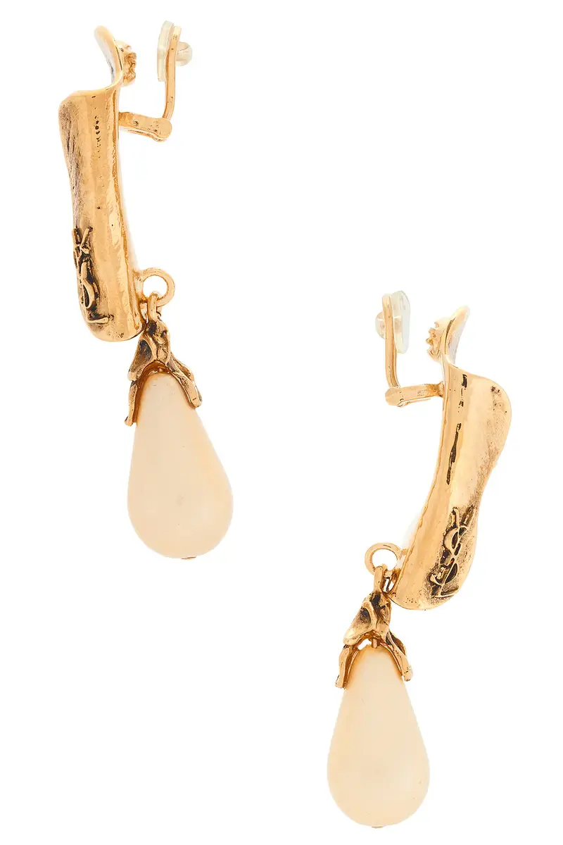 Saint Laurent Leaf & Baroque Pearl Earrings | Thumbnail 2