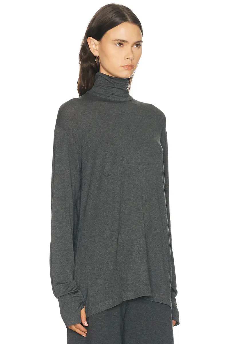 Norma Kamali Long Sleeve Turtleneck Easy Fit Top | Thumbnail 2