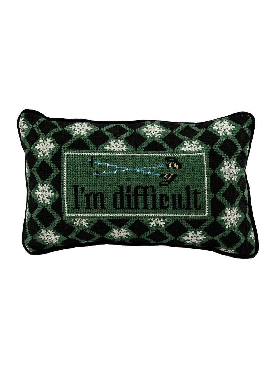 Furbish Studio I'm Difficult Needlepoint Pillow