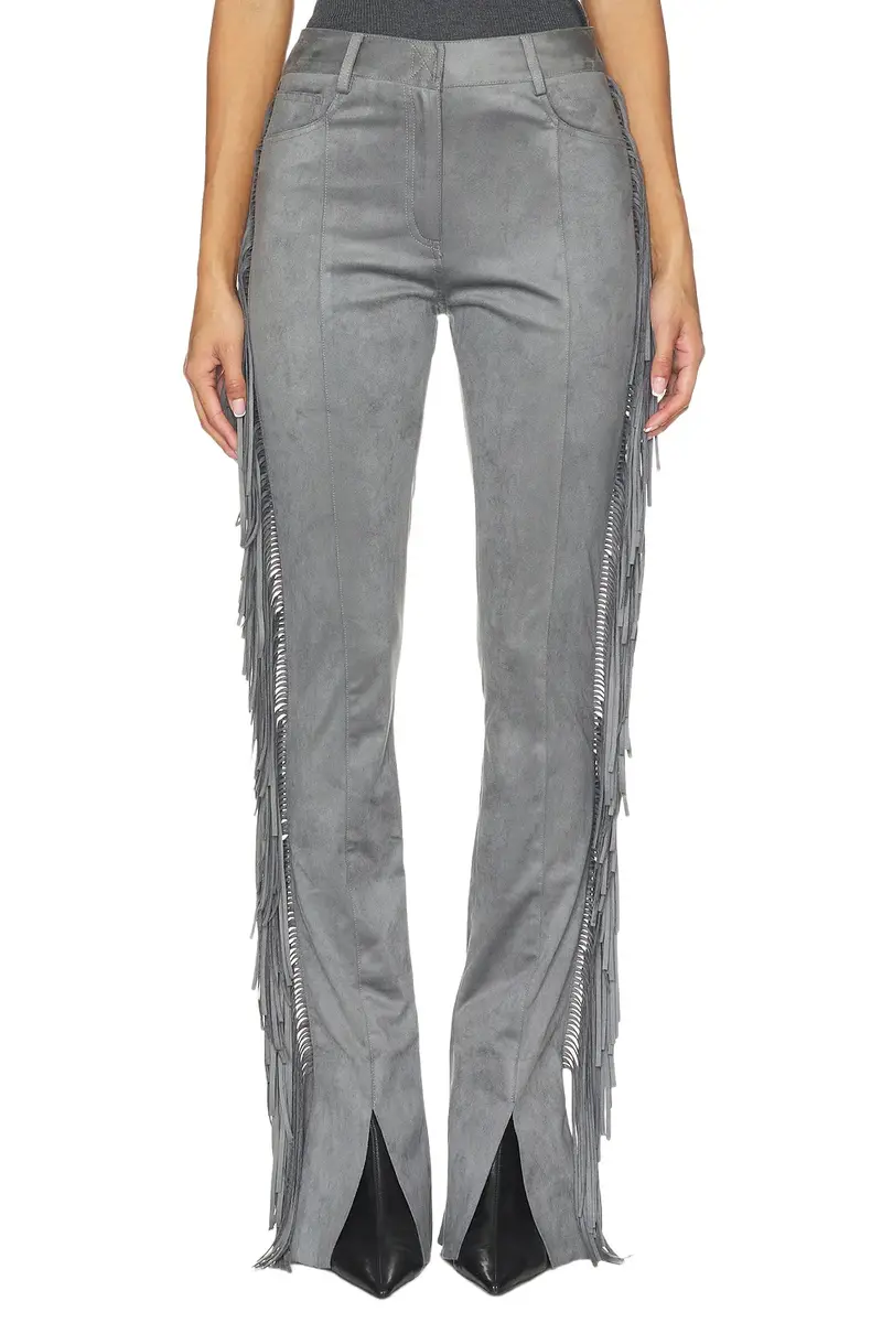 Norma Kamali Fringe Spat Jeans