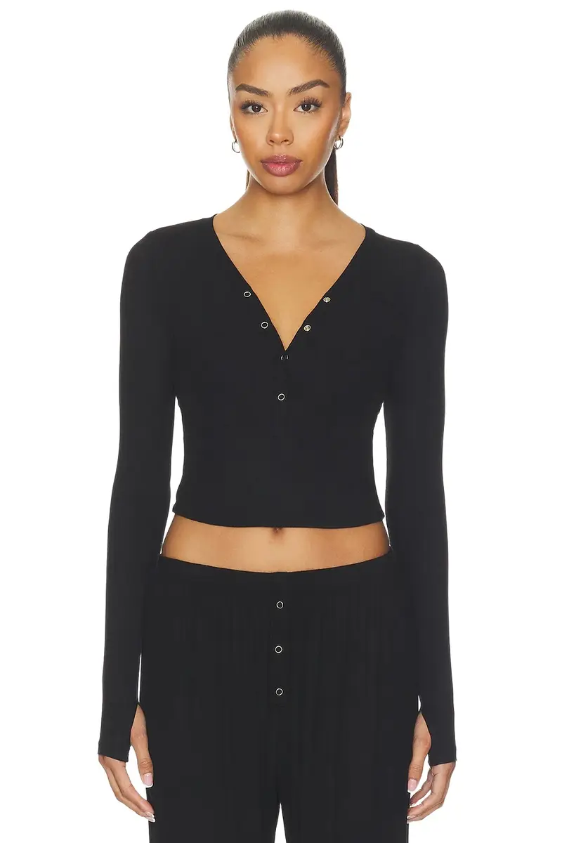 Michael Lauren Fremont Deep V Snap Henley