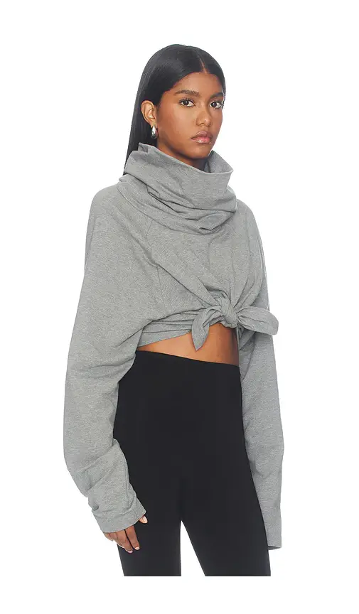 Norma Kamali Tie Front Turtle Sweatshirt | Thumbnail 2 Norma Kamali Tie Front Turtle Sweatshirt | Thumbnail 2