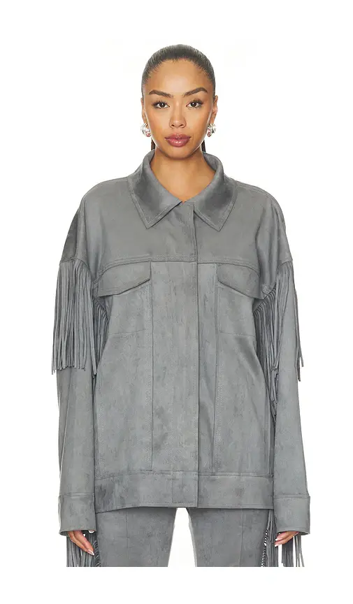 Norma Kamali Fringe Oversized Jean Jacket | Thumbnail 2 Norma Kamali Fringe Oversized Jean Jacket | Thumbnail 2