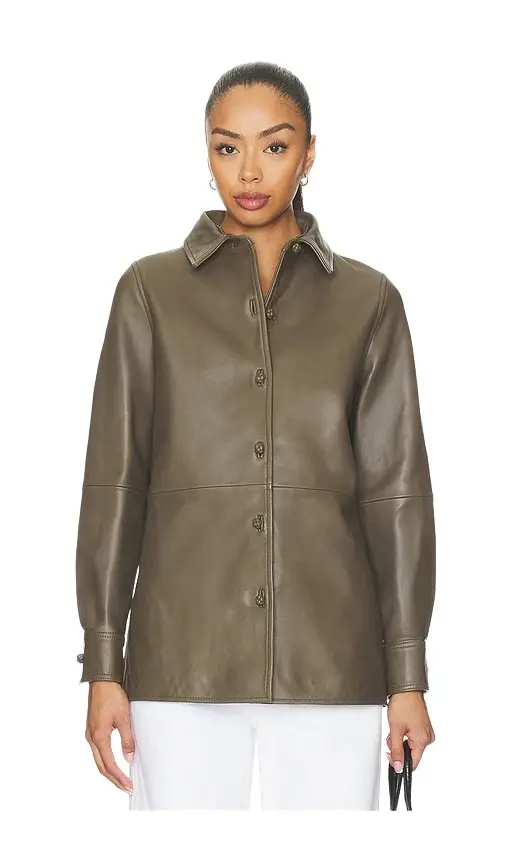 Leather Pankou Closure Overshirt Leather Pankou Closure Overshirt
