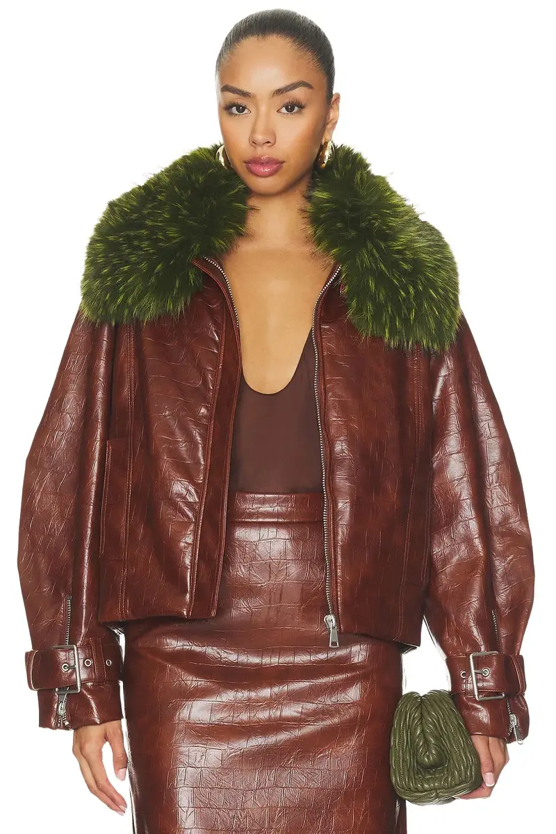 Essentiel Antwerp Kabuki Faux Leather Bomber
