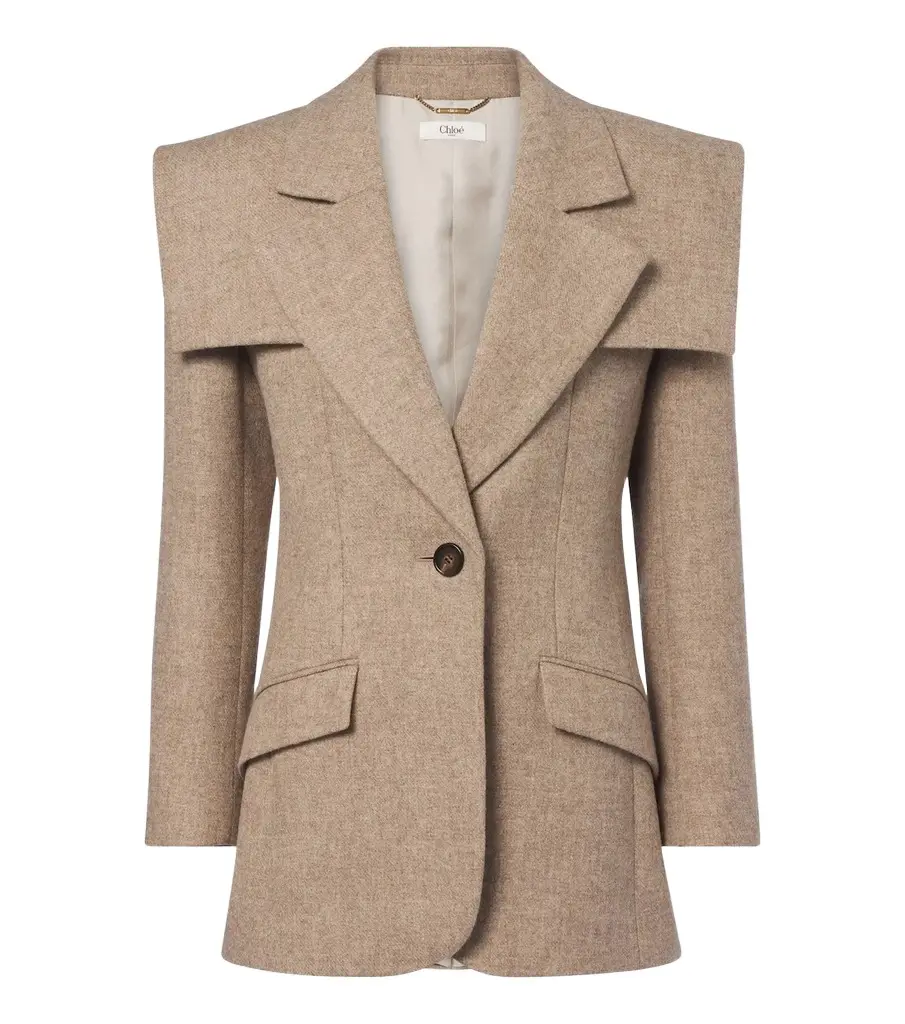 Caped wool blazer