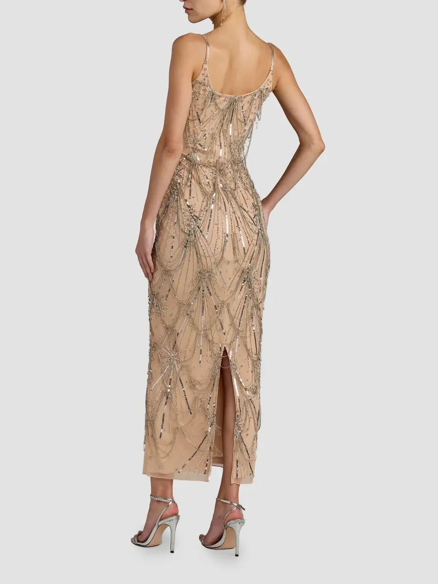 Mac Duggal Women's Beaded Fringe Scoopneck Dress | Thumbnail 3