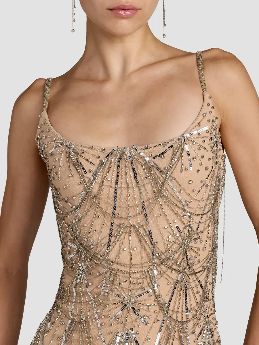 Mac Duggal Women's Beaded Fringe Scoopneck Dress | Thumbnail 4
