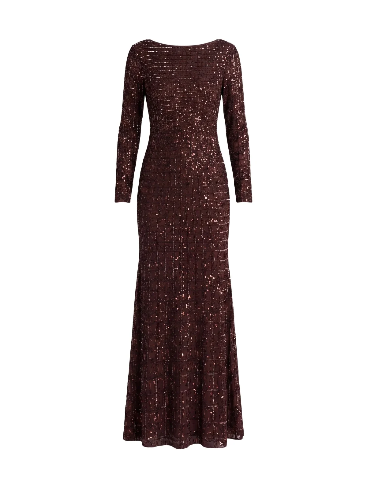 Mac Duggal Women's Grid Embellished Long-Sleeve Gown