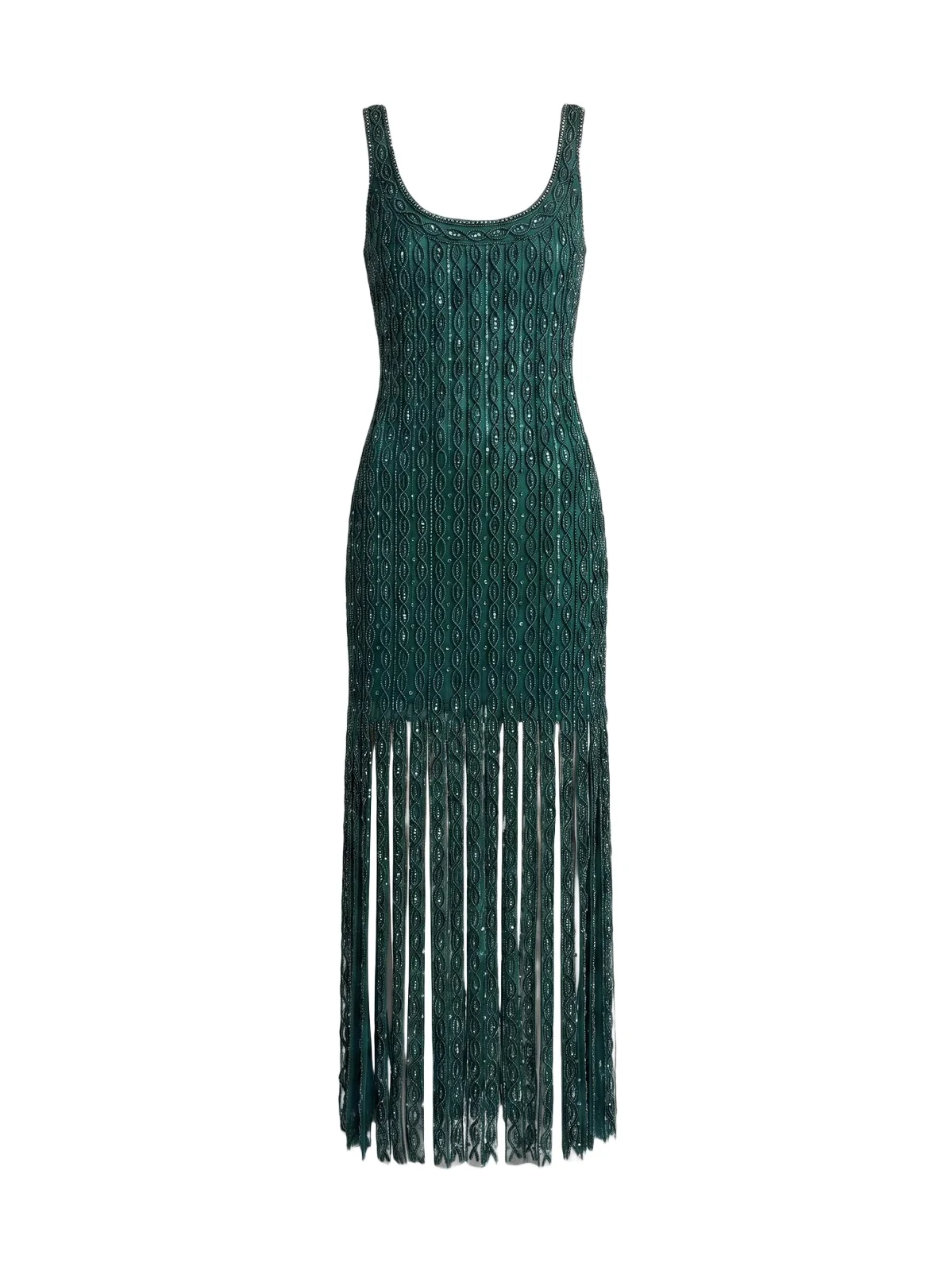 Women's Beaded Mesh Fringed Maxi Dress