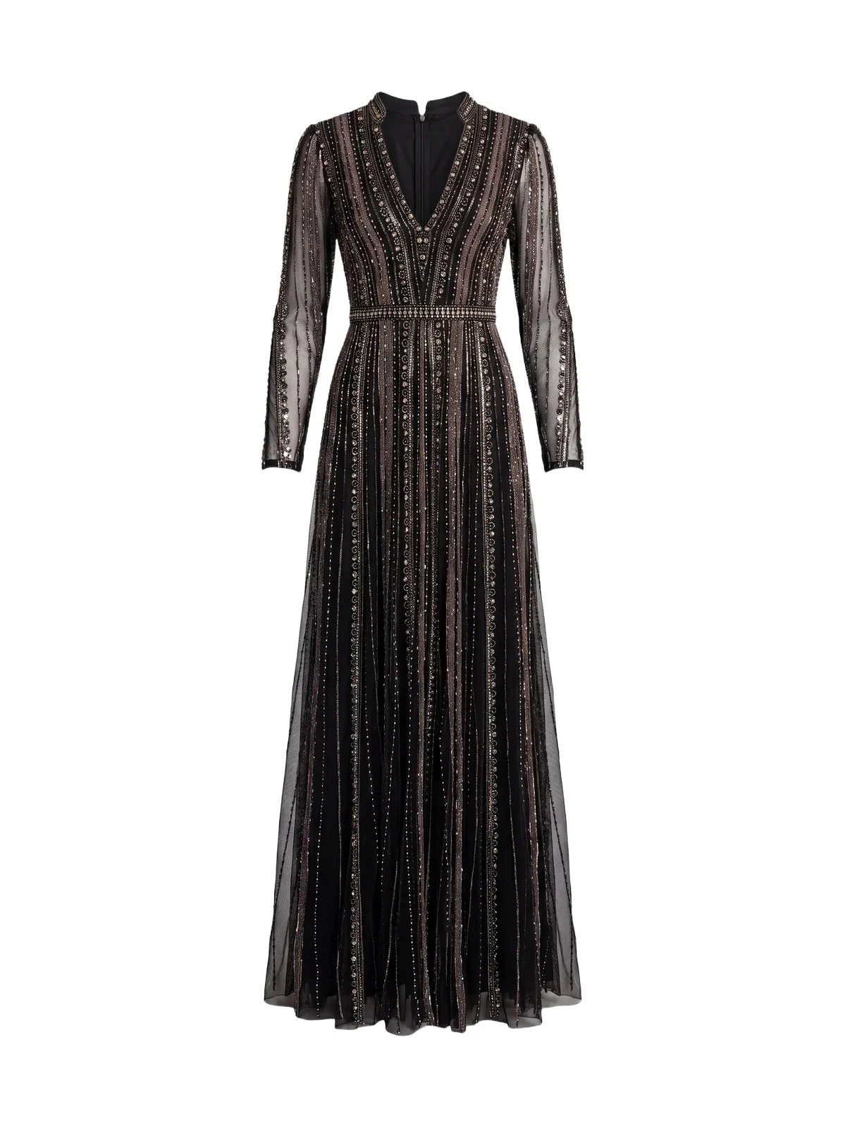 Women's Embellished Mesh V-Neck Gown Women's Embellished Mesh V-Neck Gown