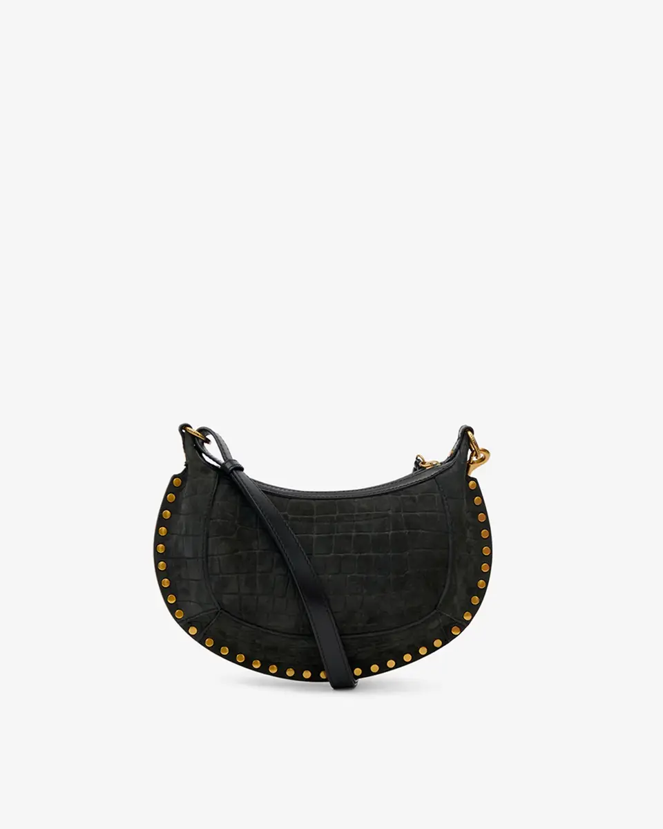 Isabel Marant Oskan Moon Bag In Crocodile-effect Velvet Leather | Thumbnail 3