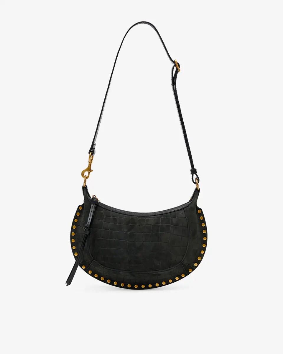 Isabel Marant Oskan Moon Bag In Crocodile-effect Velvet Leather | Thumbnail 5