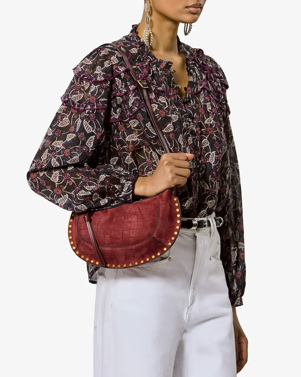 Isabel Marant Oskan Moon Bag In Crocodile-effect Velvet Leather | Thumbnail 4 Isabel Marant Oskan Moon Bag In Crocodile-effect Velvet Leather | Thumbnail 4