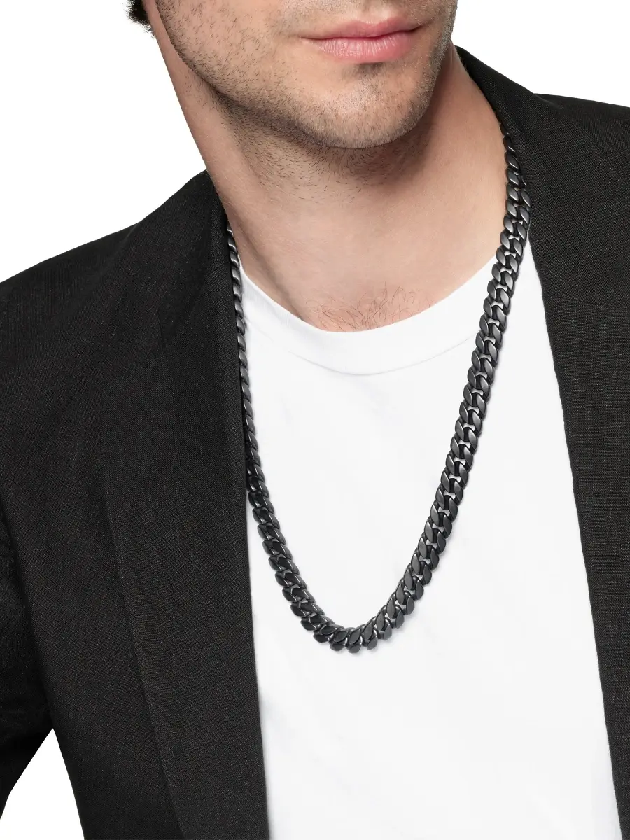David Yurman Men's Curb Chain Necklace in Titanium, 11.5MM - Black | Thumbnail 2