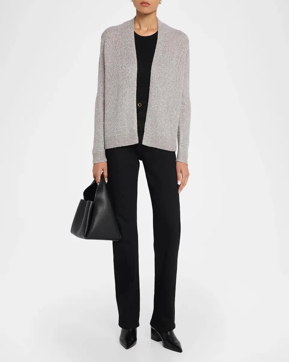 Neiman Marcus Cashmere Collection Cashmere Sequin Open-Front Cardigan | Thumbnail 2 Neiman Marcus Cashmere Collection Cashmere Sequin Open-Front Cardigan | Thumbnail 2