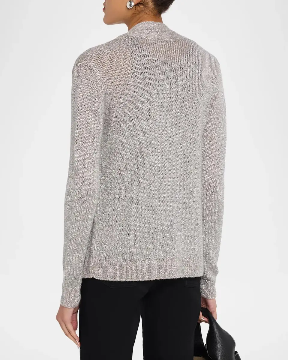 Neiman Marcus Cashmere Collection Cashmere Sequin Open-Front Cardigan | Thumbnail 3 Neiman Marcus Cashmere Collection Cashmere Sequin Open-Front Cardigan | Thumbnail 3