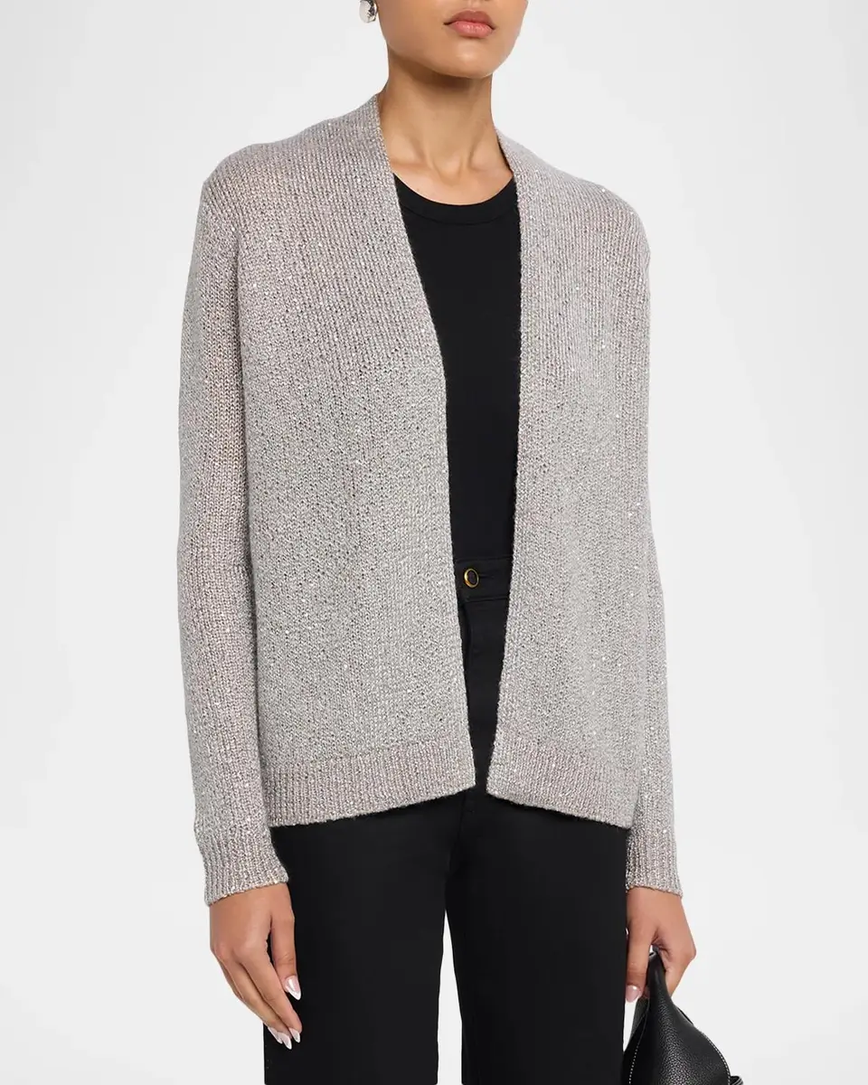 Neiman Marcus Cashmere Collection Cashmere Sequin Open-Front Cardigan | Thumbnail 4 Neiman Marcus Cashmere Collection Cashmere Sequin Open-Front Cardigan | Thumbnail 4