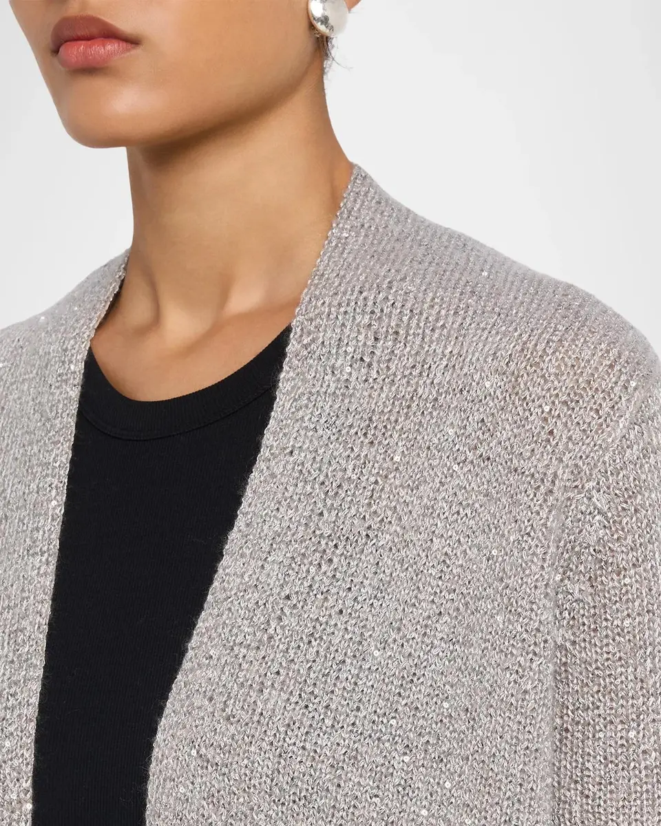 Neiman Marcus Cashmere Collection Cashmere Sequin Open-Front Cardigan | Thumbnail 5 Neiman Marcus Cashmere Collection Cashmere Sequin Open-Front Cardigan | Thumbnail 5