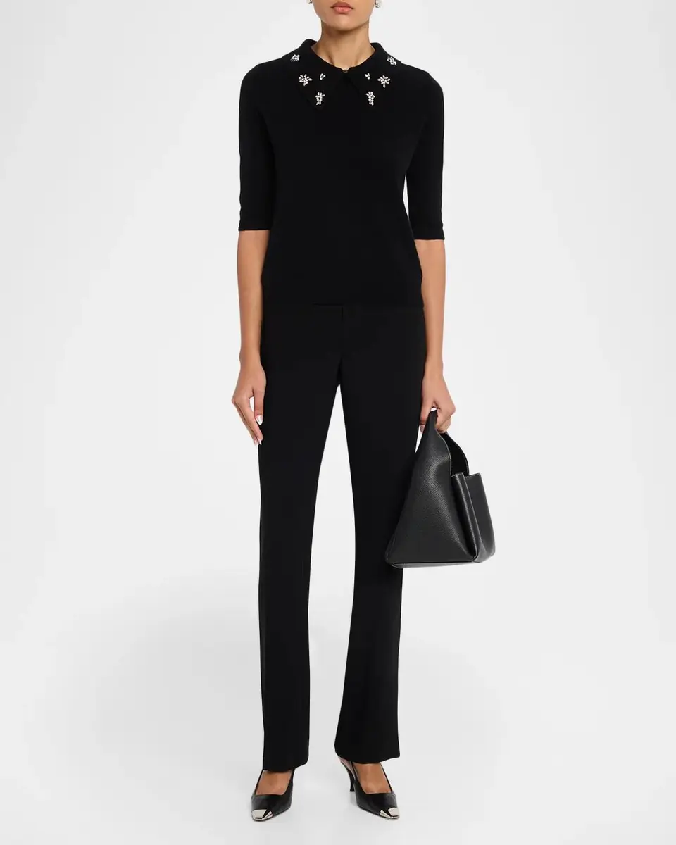 Neiman Marcus Cashmere Collection Cashmere Jeweled-Collar Sweater | Thumbnail 2 Neiman Marcus Cashmere Collection Cashmere Jeweled-Collar Sweater | Thumbnail 2