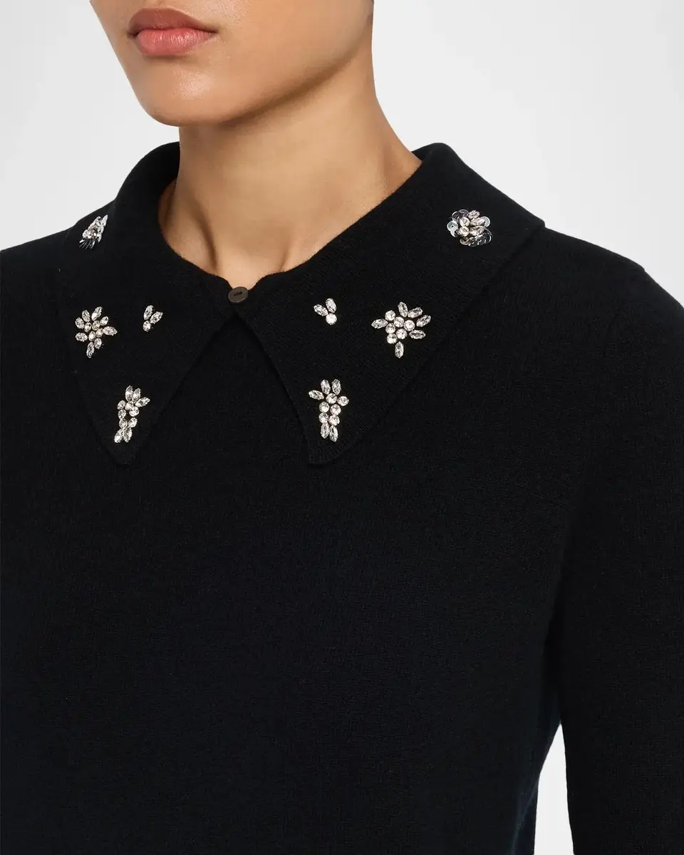 Neiman Marcus Cashmere Collection Cashmere Jeweled-Collar Sweater | Thumbnail 5 Neiman Marcus Cashmere Collection Cashmere Jeweled-Collar Sweater | Thumbnail 5