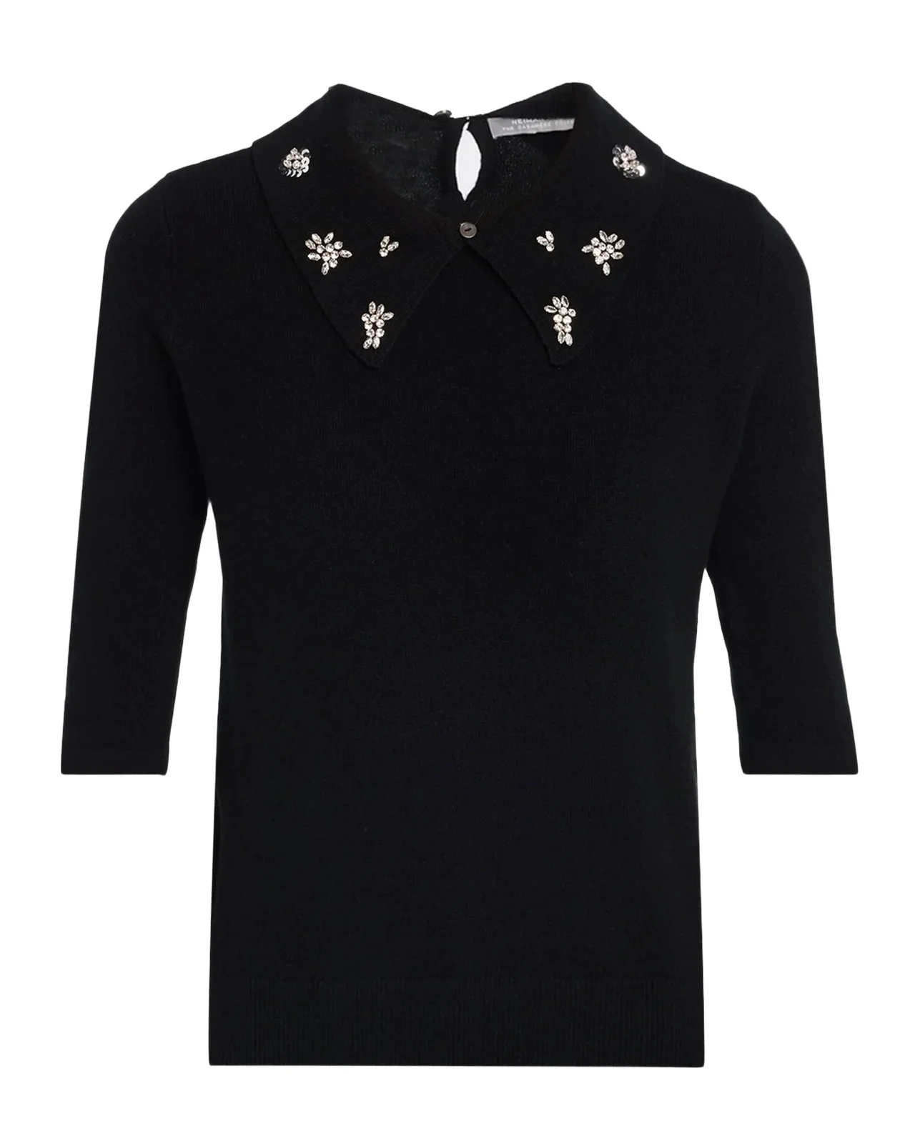 Neiman Marcus Cashmere Collection Cashmere Jeweled-Collar Sweater