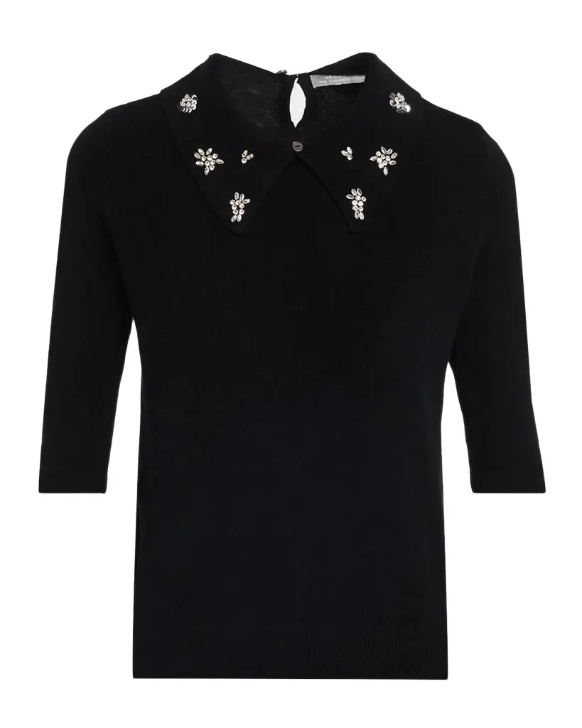 Neiman Marcus Cashmere Collection Cashmere Jeweled-Collar Sweater