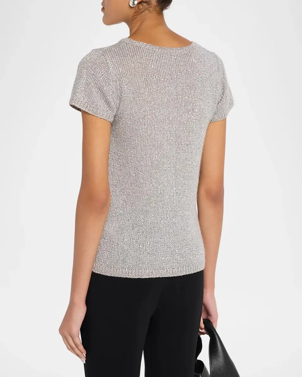 Neiman Marcus Cashmere Collection Cashmere Sequin Knit Top | Thumbnail 3 Neiman Marcus Cashmere Collection Cashmere Sequin Knit Top | Thumbnail 3