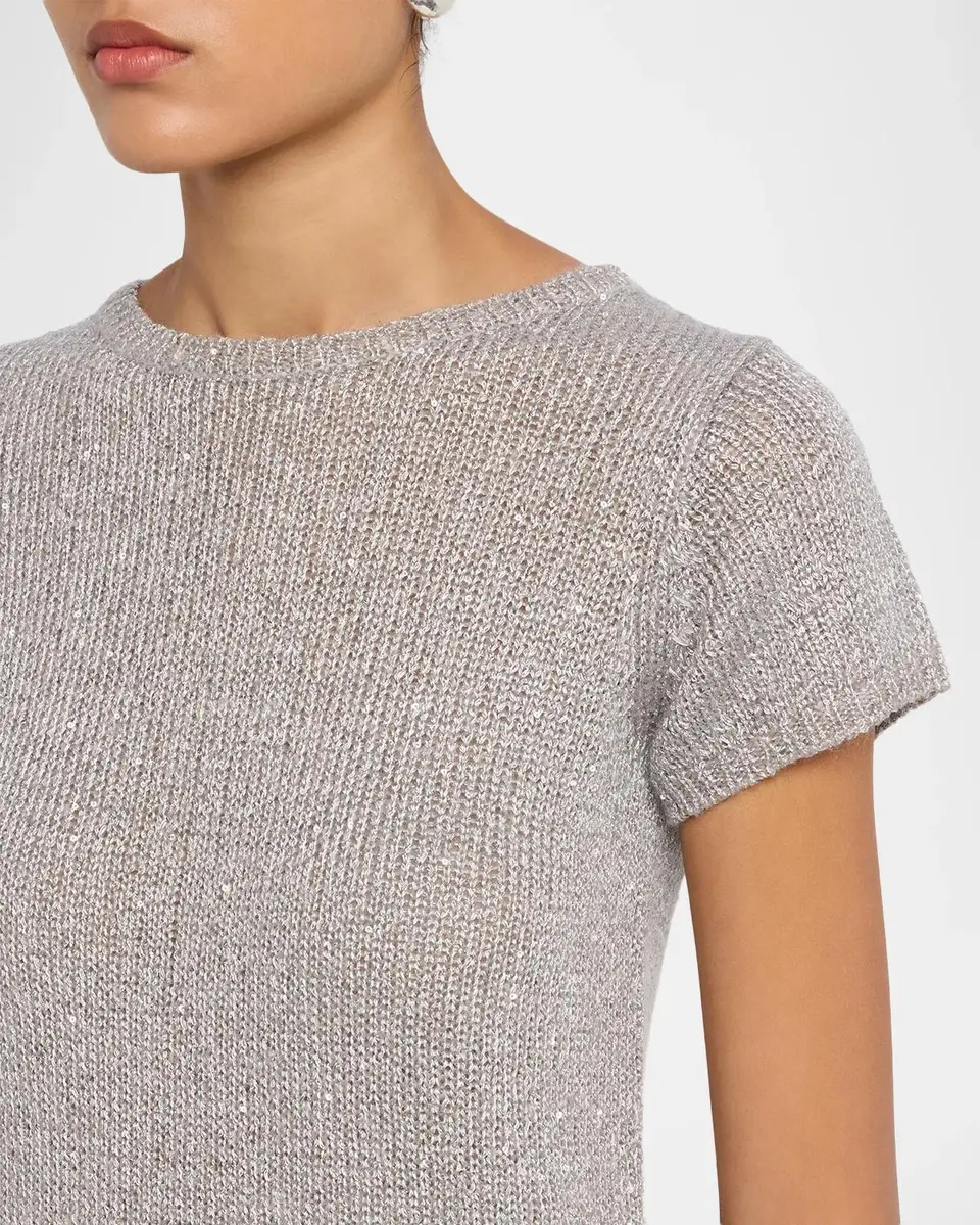 Neiman Marcus Cashmere Collection Cashmere Sequin Knit Top | Thumbnail 5 Neiman Marcus Cashmere Collection Cashmere Sequin Knit Top | Thumbnail 5