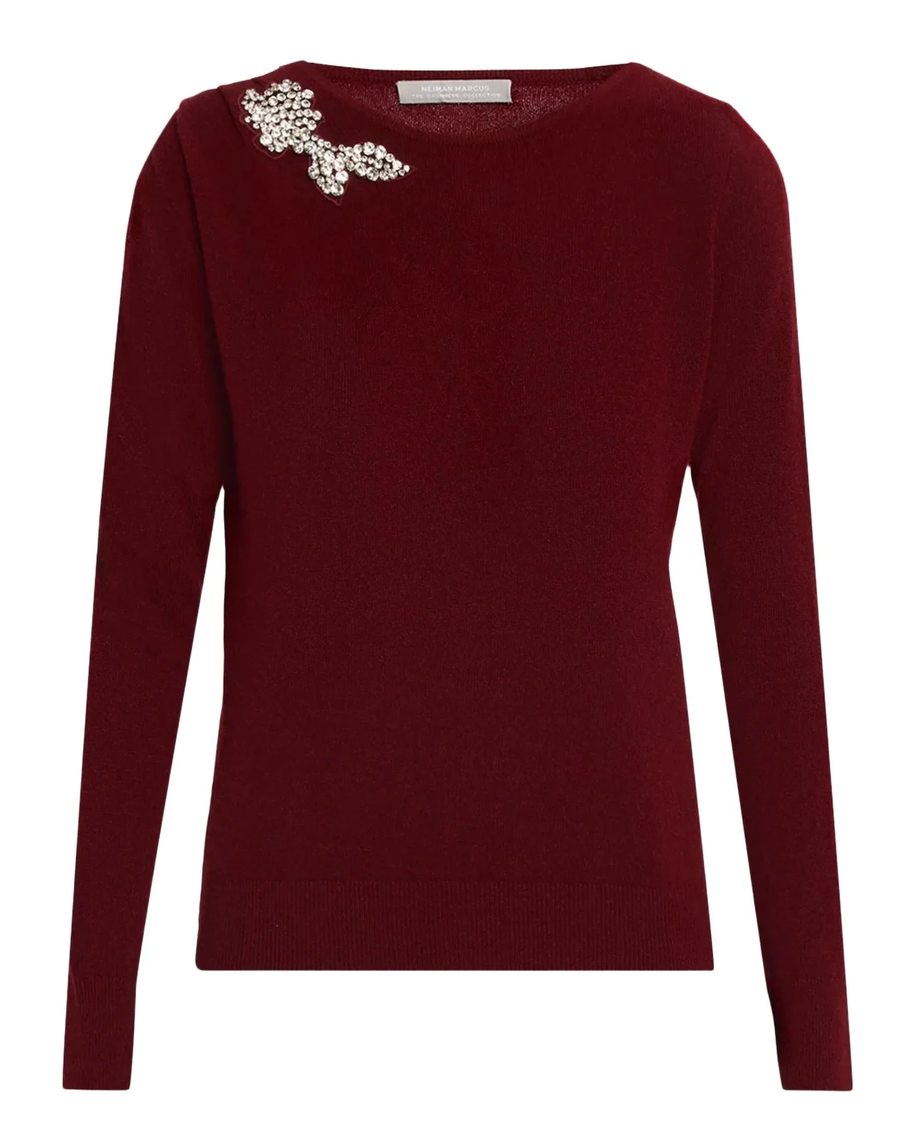 Neiman Marcus Cashmere Collection Cashmere Crystal Applique Sweater