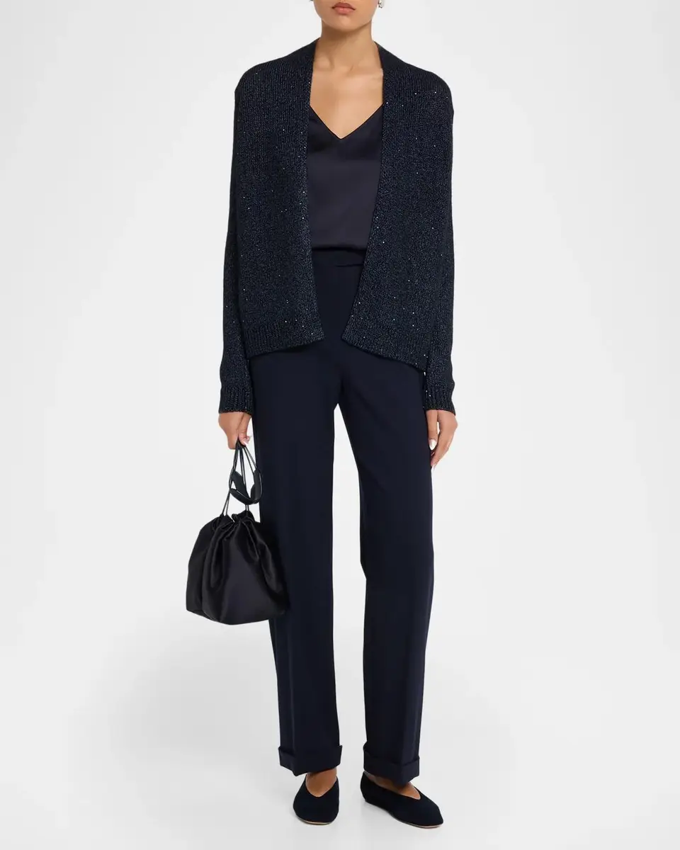 Neiman Marcus Cashmere Collection Cashmere Sequin Open-Front Cardigan | Thumbnail 2 Neiman Marcus Cashmere Collection Cashmere Sequin Open-Front Cardigan | Thumbnail 2