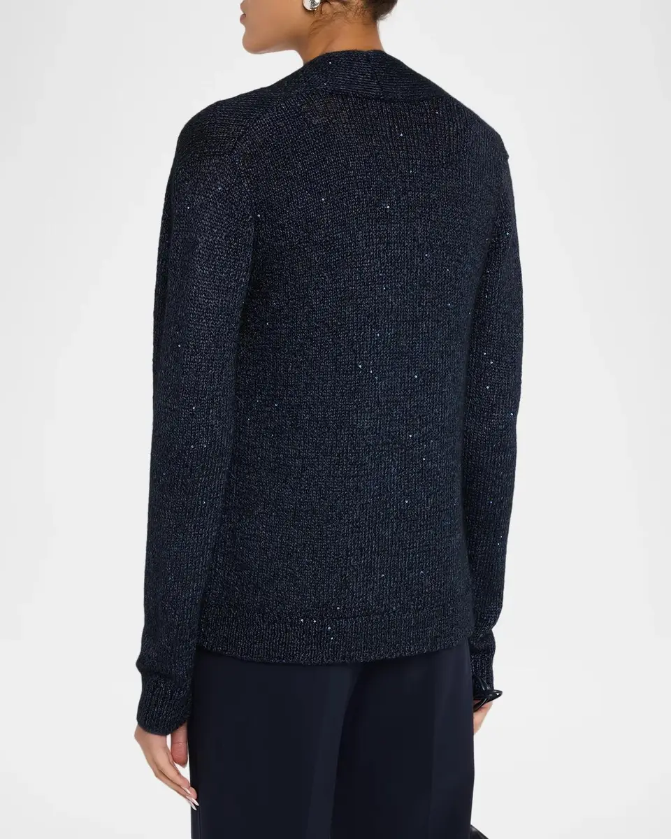 Neiman Marcus Cashmere Collection Cashmere Sequin Open-Front Cardigan | Thumbnail 3 Neiman Marcus Cashmere Collection Cashmere Sequin Open-Front Cardigan | Thumbnail 3