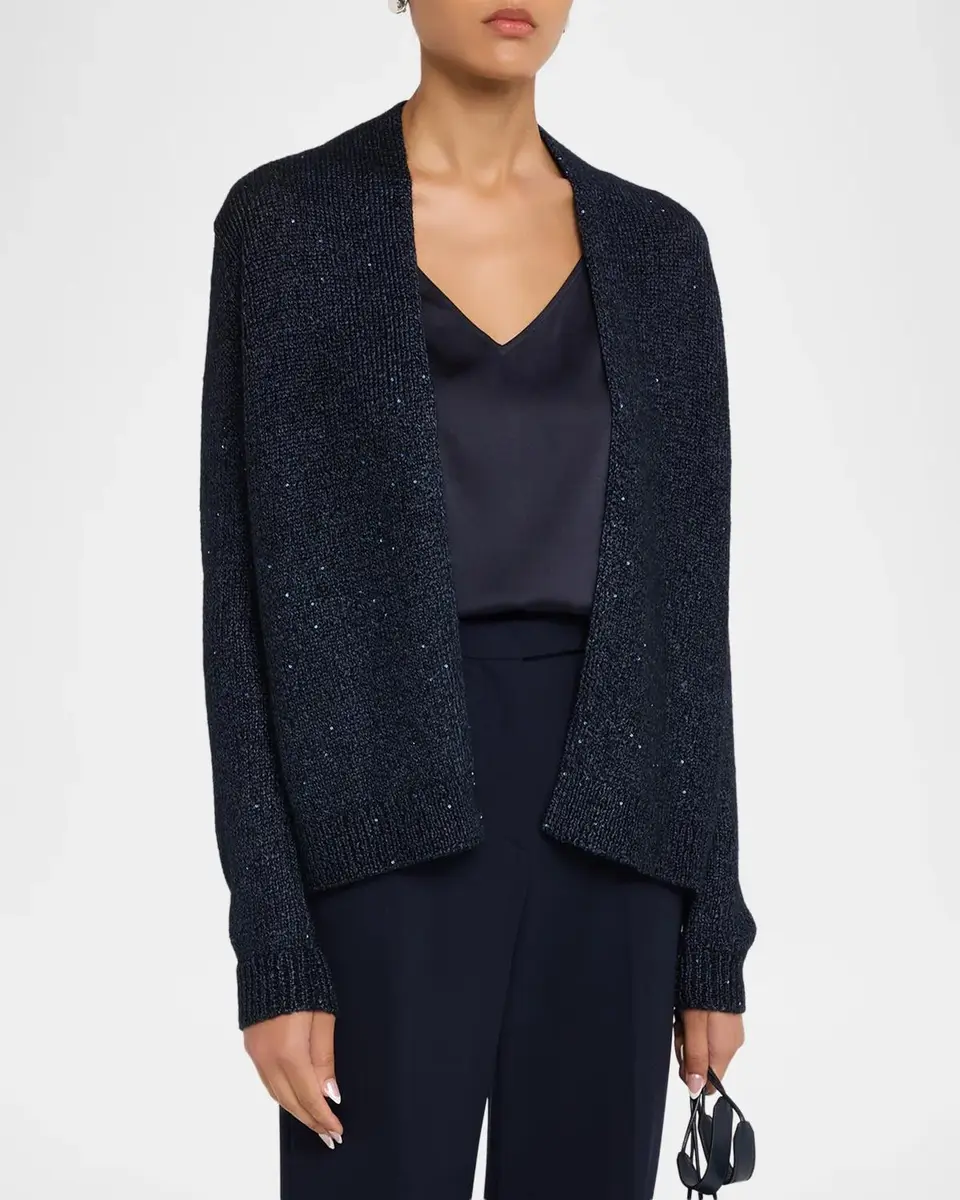 Neiman Marcus Cashmere Collection Cashmere Sequin Open-Front Cardigan | Thumbnail 4 Neiman Marcus Cashmere Collection Cashmere Sequin Open-Front Cardigan | Thumbnail 4