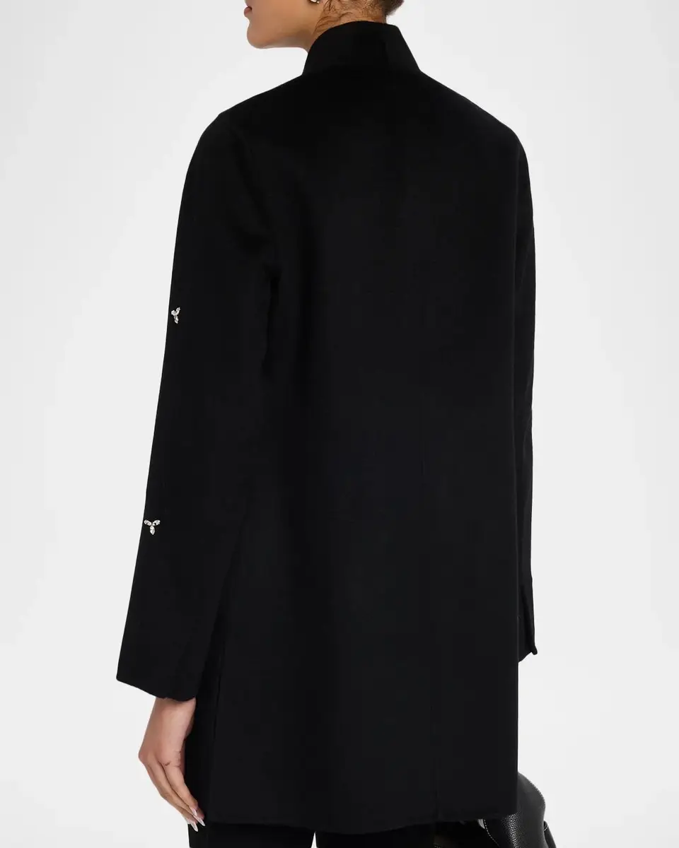 Neiman Marcus Cashmere Collection Double-Faced Cashmere Crystal Coat | Thumbnail 3