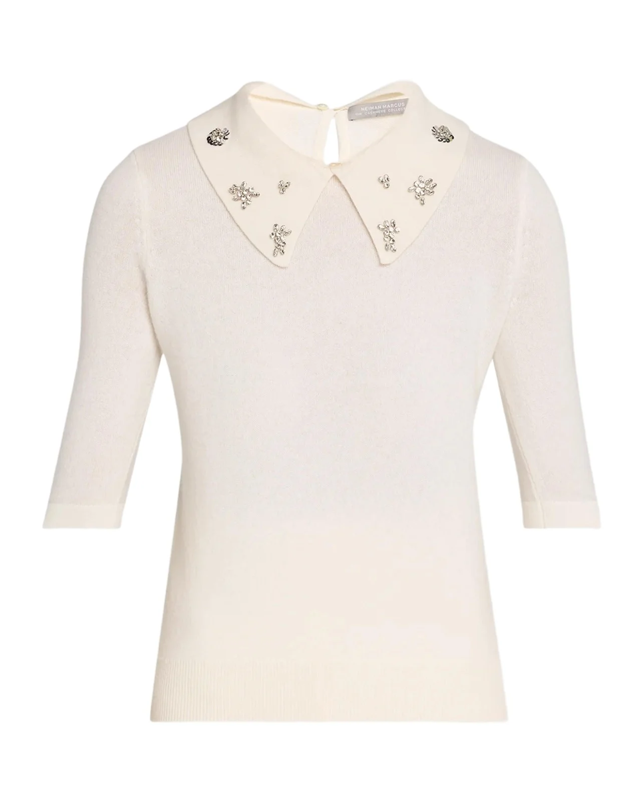 Neiman Marcus Cashmere Collection Cashmere Jeweled-Collar Sweater