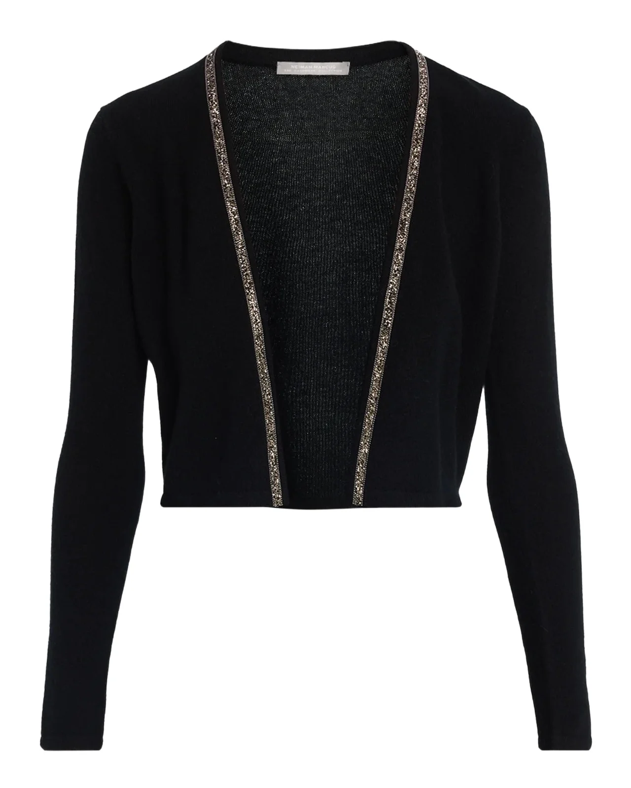 Neiman Marcus Cashmere Collection Cashmere Cropped Bead-Trim Shrug