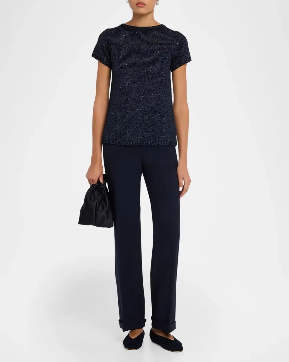 Neiman Marcus Cashmere Collection Cashmere Sequin Knit Top | Thumbnail 2 Neiman Marcus Cashmere Collection Cashmere Sequin Knit Top | Thumbnail 2