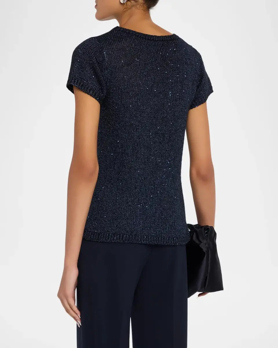 Neiman Marcus Cashmere Collection Cashmere Sequin Knit Top | Thumbnail 3 Neiman Marcus Cashmere Collection Cashmere Sequin Knit Top | Thumbnail 3