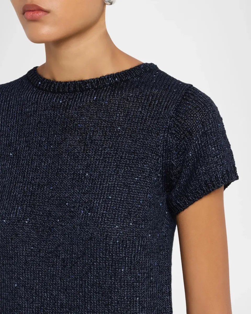 Neiman Marcus Cashmere Collection Cashmere Sequin Knit Top | Thumbnail 5 Neiman Marcus Cashmere Collection Cashmere Sequin Knit Top | Thumbnail 5